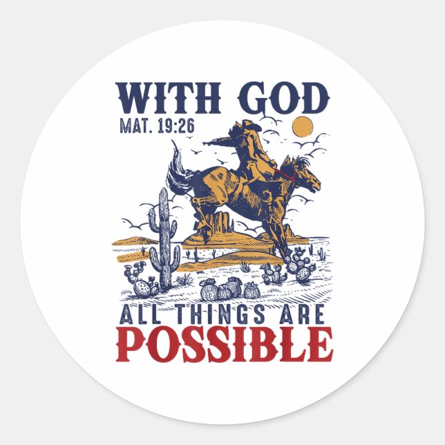 Cowboy Bible Scripture Verse Western Jesus For Men Runder Aufkleber (Vorderseite)