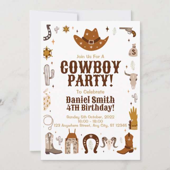 Cowboy Birthday Einladung (Vorderseite)