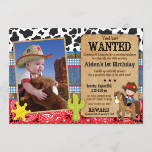 Cowboy Birthday Einladung Gewollt, Western Thema