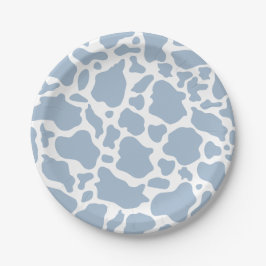 Cowboy Birthday Party Blue Cow Print Pappteller