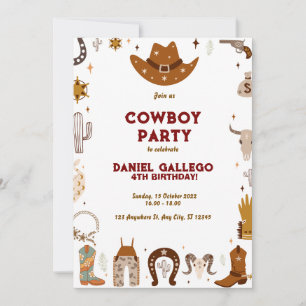 Cowboy Birthday Party Einladung