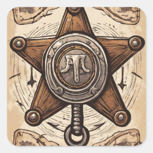 Cowboy Birthday Party - Sheriff Quadratischer Aufkleber