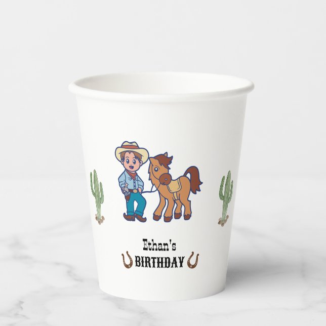 Cowboy Birthday Rodeo Party Pappbecher (Vorderseite)