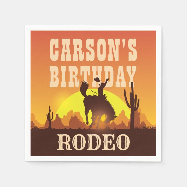 Cowboy Birthday Rodeo, Wild West, Glückwunsch zum  Serviette (Vorderseite)