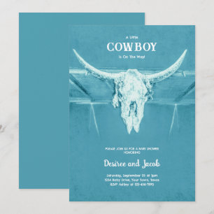 Cowboy Blau Western Country Boy Baby Shower Einladung