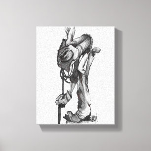 Cowboy-Bleistift zeichne Leinwand