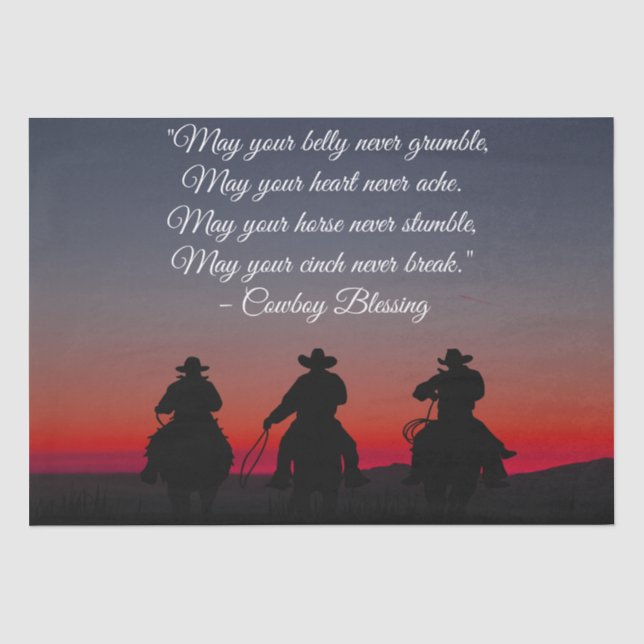 Cowboy Blessing Horse Silhouette Seidenpapier (Vorderseite)