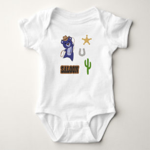 Cowboy Blue Süßer Bär Saloon Western Baby Strampler