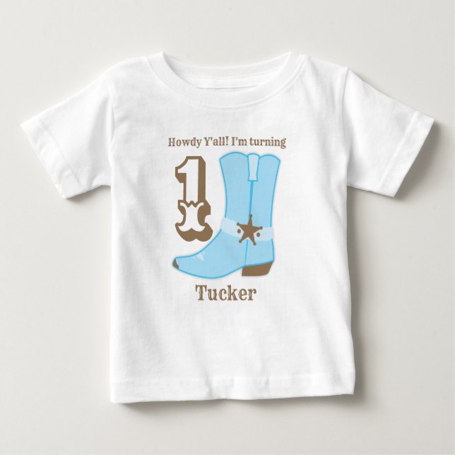 Cowboy Boot First Geburtstag Baby T-shirt (Vorderseite)