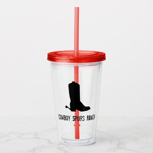 Cowboy Boot Silhouette Ranch Name Kinder Spaß Acryltrinkbecher (Vorderseite)