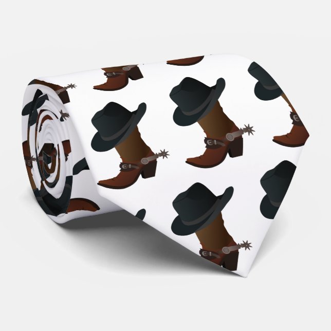 Cowboy Boot und Hat-Krawatte Krawatte (Gerollt)