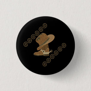 Cowboy Boot und Hut aus Holzeinlage Button