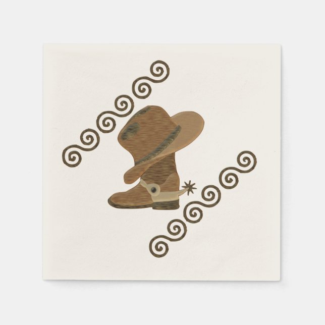 Cowboy Boot und Hut aus Holzeinlage Serviette (Vorderseite)