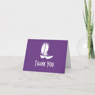 Cowboy Boot Vielen Dank Note Cards (dunkel Lila) Dankeskarte