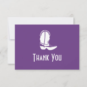 Cowboy Boot Vielen Dank Note Cards (dunkel Lila) Mitteilungskarte