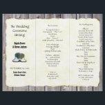 Cowboy Boots Country Wedding Program Template<br><div class="desc">Länderbezogene Hochzeitsprogramm Vorlage zu falten in Dritteln. Illustriert schmücken seine und ihre Cowboystiefel die Titelseite,  wenn sie gefaltet sind. Der Hintergrund ist Stall Holz mit einer Ebene,  um den Text zu halten.</div>