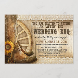 Cowboy Boots Country Western nach Hochzeit GRILLEN Einladung