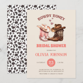 Cowboy Boots & Cow Print Western Brautparty Einladung