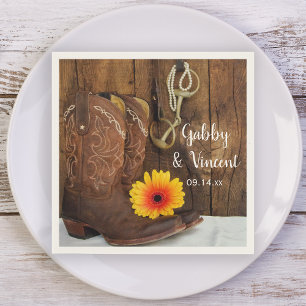 Cowboy Boots, Daisy und Horse Bit Western Hochzeit Serviette