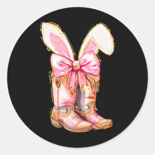 Cowboy Boots Easter Bunny Howdy Coquette Runder Aufkleber