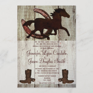 Cowboy Boots Horse Horseshoe Mariage Invitations