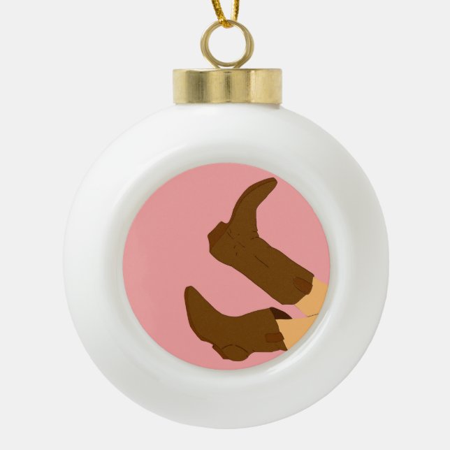 Cowboy Boots Keramik Kugel-Ornament (Vorderseite)
