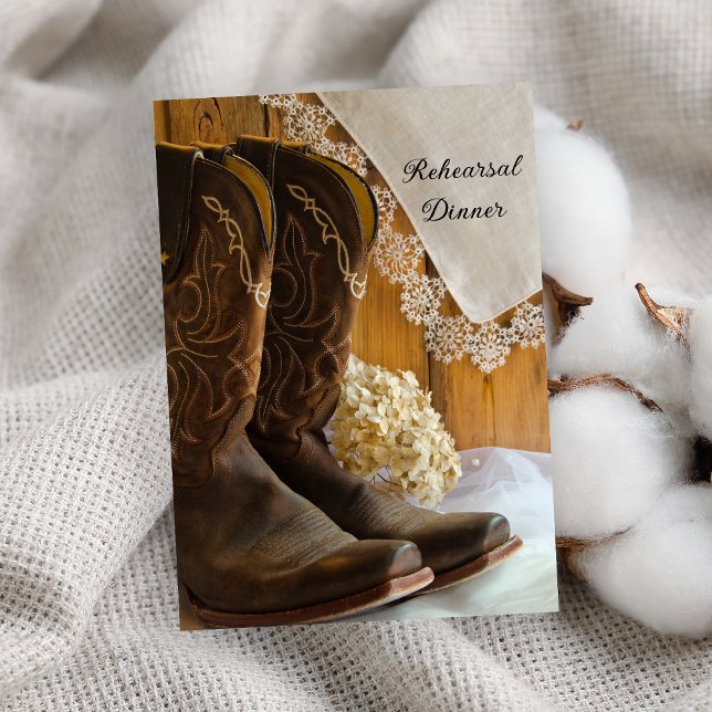 Cowboy Boots Lace Western Hochzeit Probe Dinner Einladung (Von Creator hochgeladen)