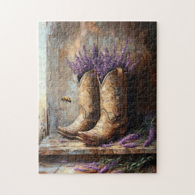 Cowboy Boots Lavender und Honey Bee (Vertikal)