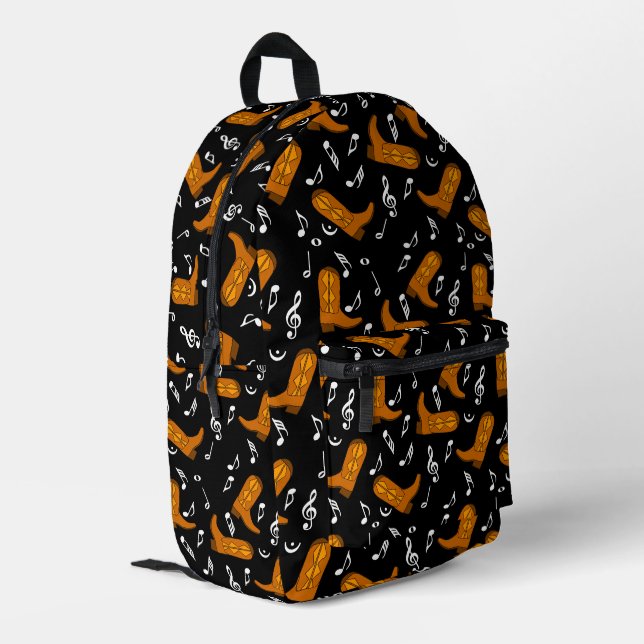 Cowboy Boots Musiknoten Bedruckter Rucksack (Rückseitige Ecke links)