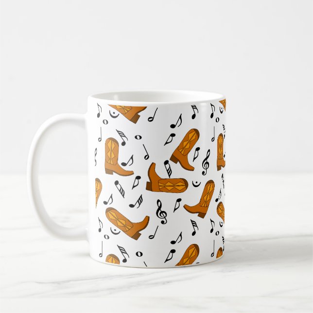 Cowboy Boots Musiknoten Kaffeetasse (Links)