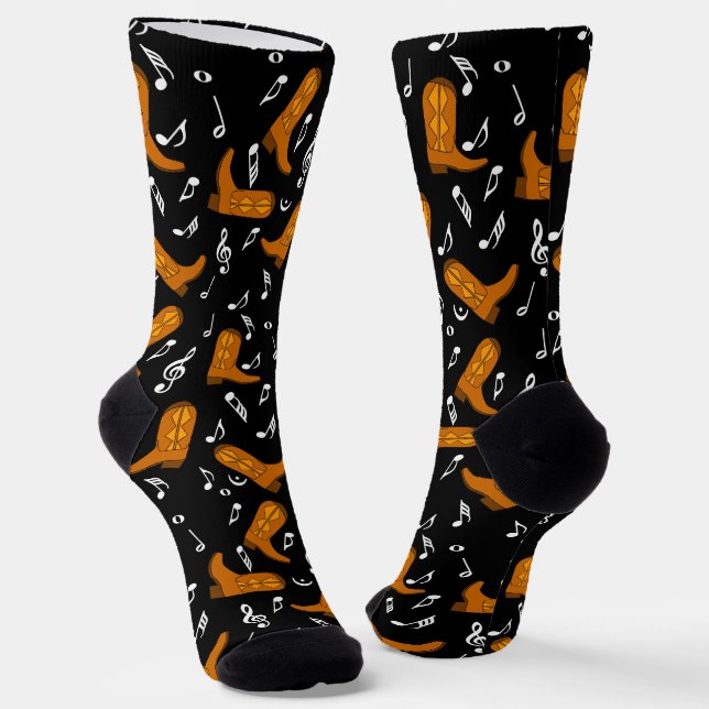 Cowboy Boots Musiknoten Socken (Gewinkelt)