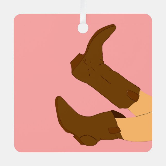 Cowboy Boots Ornament Aus Metall (Vorderseite)