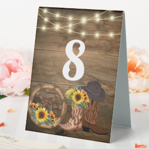 Cowboy Boots Sonnenblumen Country Western Hochzeit Tischaufsteller