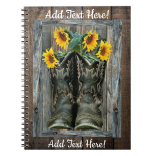 Cowboy Boots Sonnenblumen Notizblock