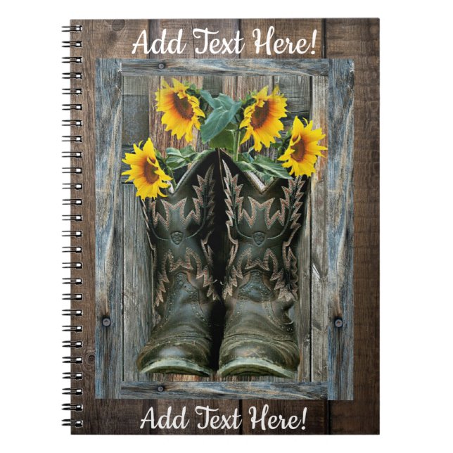 Cowboy Boots Sonnenblumen Notizblock (Vorderseite)