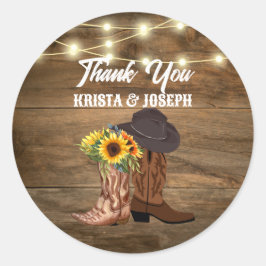 Cowboy Boots Sonnenblumen Western Gastgeschenk Hoc Runder Aufkleber
