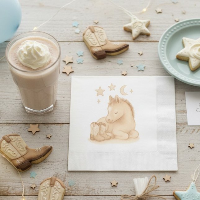 Cowboy Boots und Foal Baby Shower Serviette (cowboy baby boots and foal baby shower napkin)
