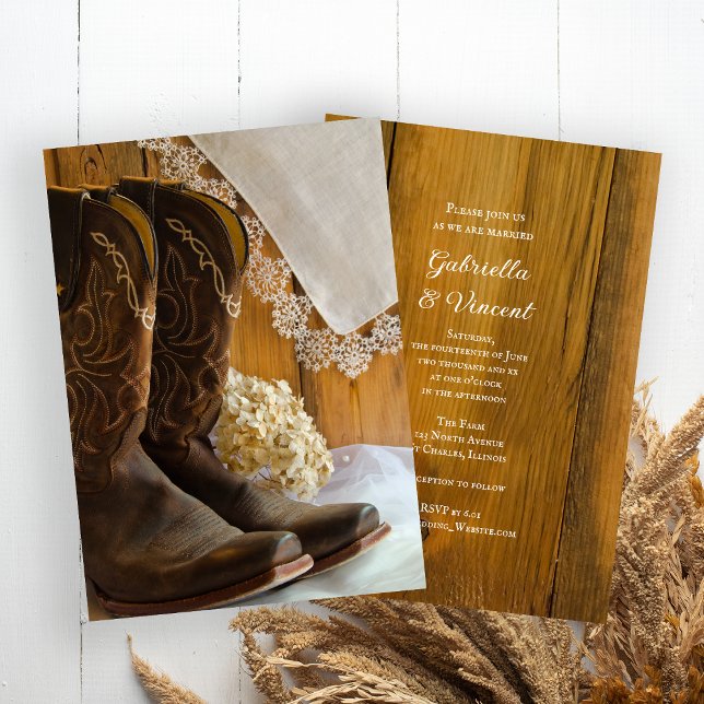 Cowboy Boots und Lace Country Western Hochzeit Einladung (Von Creator hochgeladen)