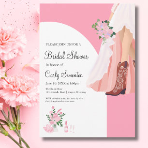 Cowboy Boots & Wedding Dress Brautparty Einladung