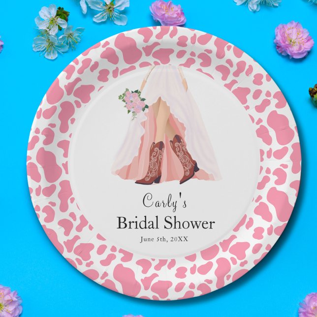 Cowboy Boots & Wedding Dress Brautparty Pappteller (Von Creator hochgeladen)