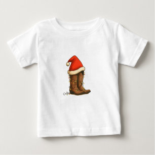 Cowboy Boots Weihnachts-Western Weihnachtsmannmütz Baby T-shirt