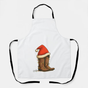 Cowboy Boots Weihnachts-Western Weihnachtsmannmütz Schürze