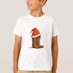 Cowboy Boots Weihnachts-Western Weihnachtsmannmütz T-Shirt