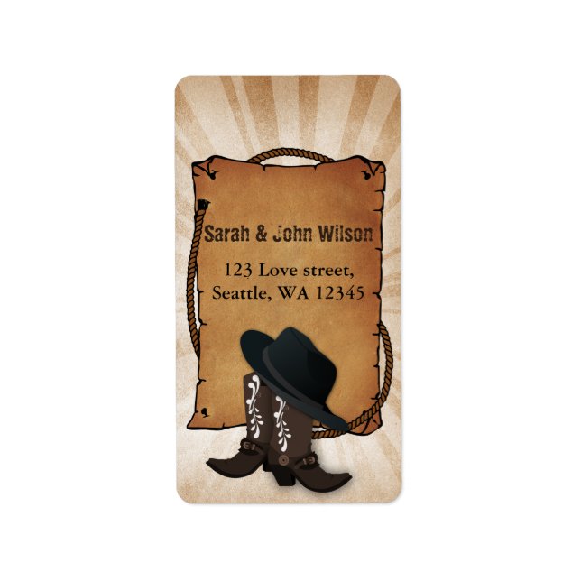 Cowboy Boots Western Theme Address Adressaufkleber (Vorne)