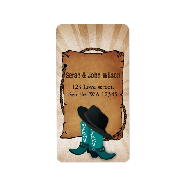 Cowboy Boots Western Theme Address Adressaufkleber (Vorne)