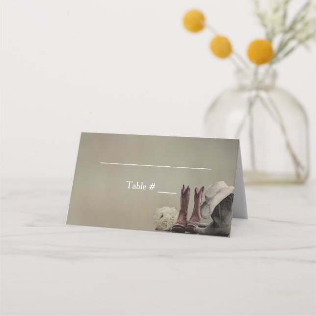 Cowboy Boots Western Wedding Place Escort Cards Platzkarte (Vorderseite)