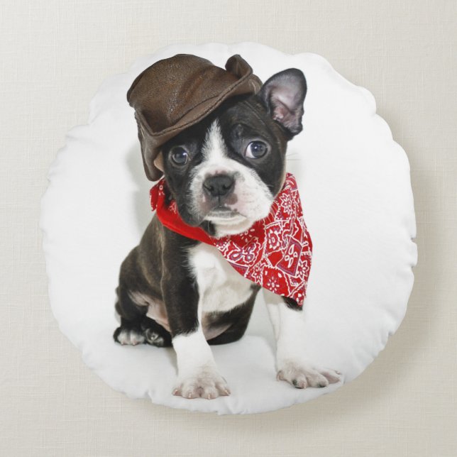 Cowboy Boston Rundes Kissen (Vorderseite)