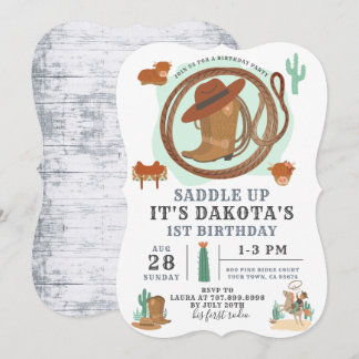 Cowboy Boy Birthday Einladung