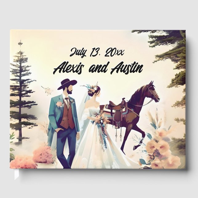 Cowboy, Bride und Western Gästebuch (Vorderseite)