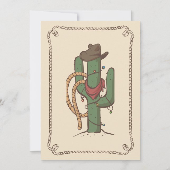 Cowboy Cactus Illustration Feiertagskarte (Vorderseite)